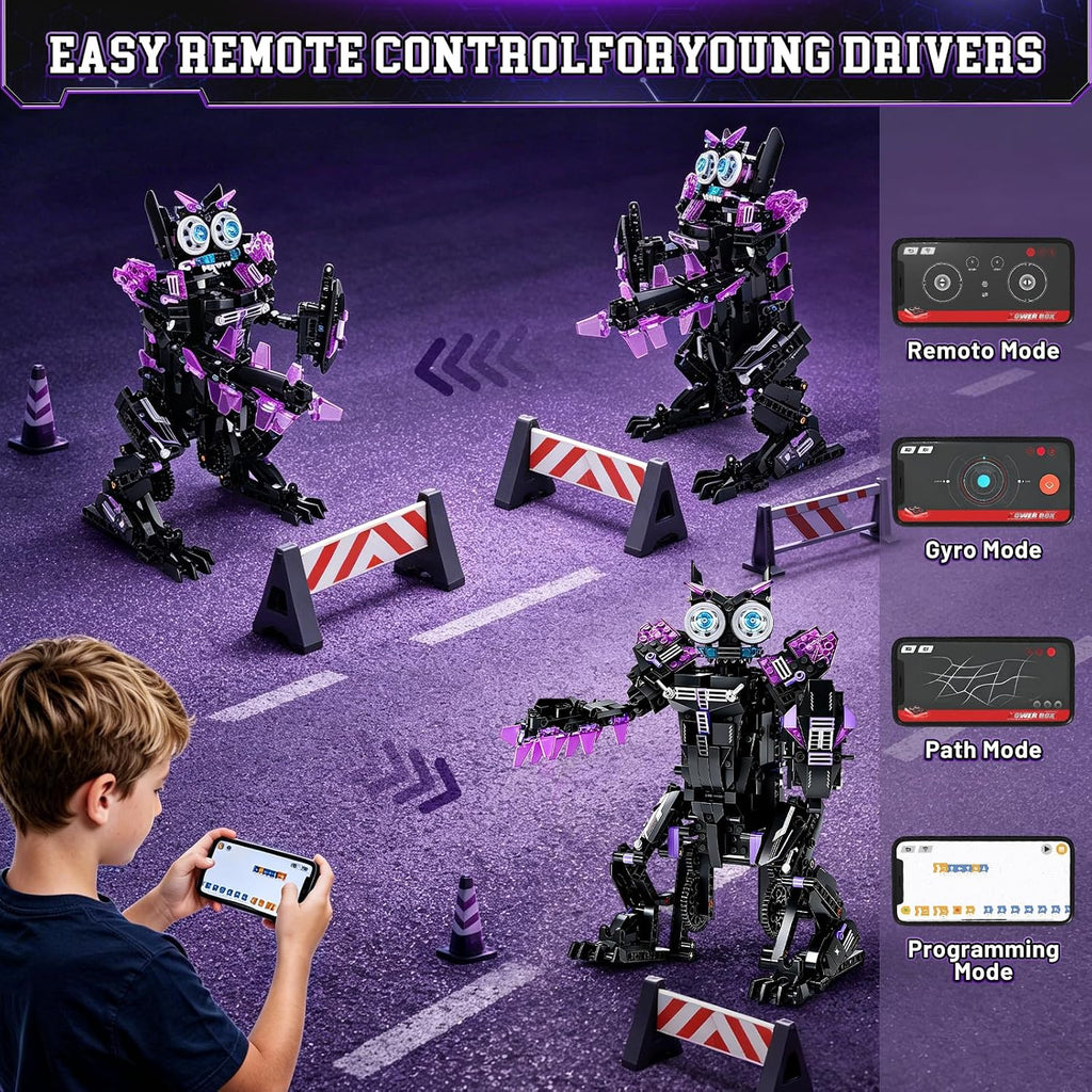 Kit de construcción de robot de dinosaurio STEM 5 en 1, aplicación 935 piezas y control remoto, reconstruye en T-Rex, triceratops, cocodrilo, robot y monstruo, regalo de ingeniería para niños y niñas
