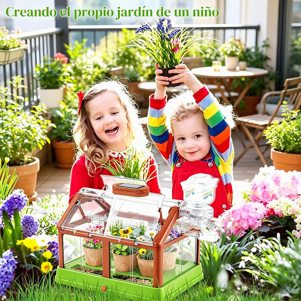 Kit de cultivo de plantas para niños, juego de terrario de invernadero, educativo, ciencia, bricolaje, jardín, invernadero, con panel solar, kit de jardinería interior