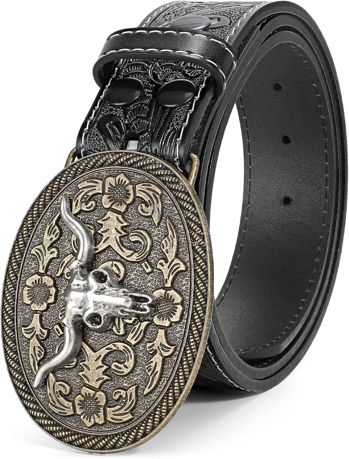 BELTROAD Cinturón de hebilla de cuero occidental para hombre y muje...