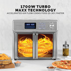 Kalorik MAXX - Horno freidora de aire, 26 cuartos de galón, tostador de encimera 10 en 1 y freidora de aire combo - Freír, hornear, asar, asador giratorio, y más, grandes puertas francesas de vidrio y