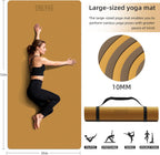 Tapete de yoga ancho de grosor (0.394 pulgadas), antideslizante, antidesgarros, tapete de pilates extra grande de 72 x 35 pulgadas para entrenamientos en casa, gimnasio y estiramiento de suelo con
