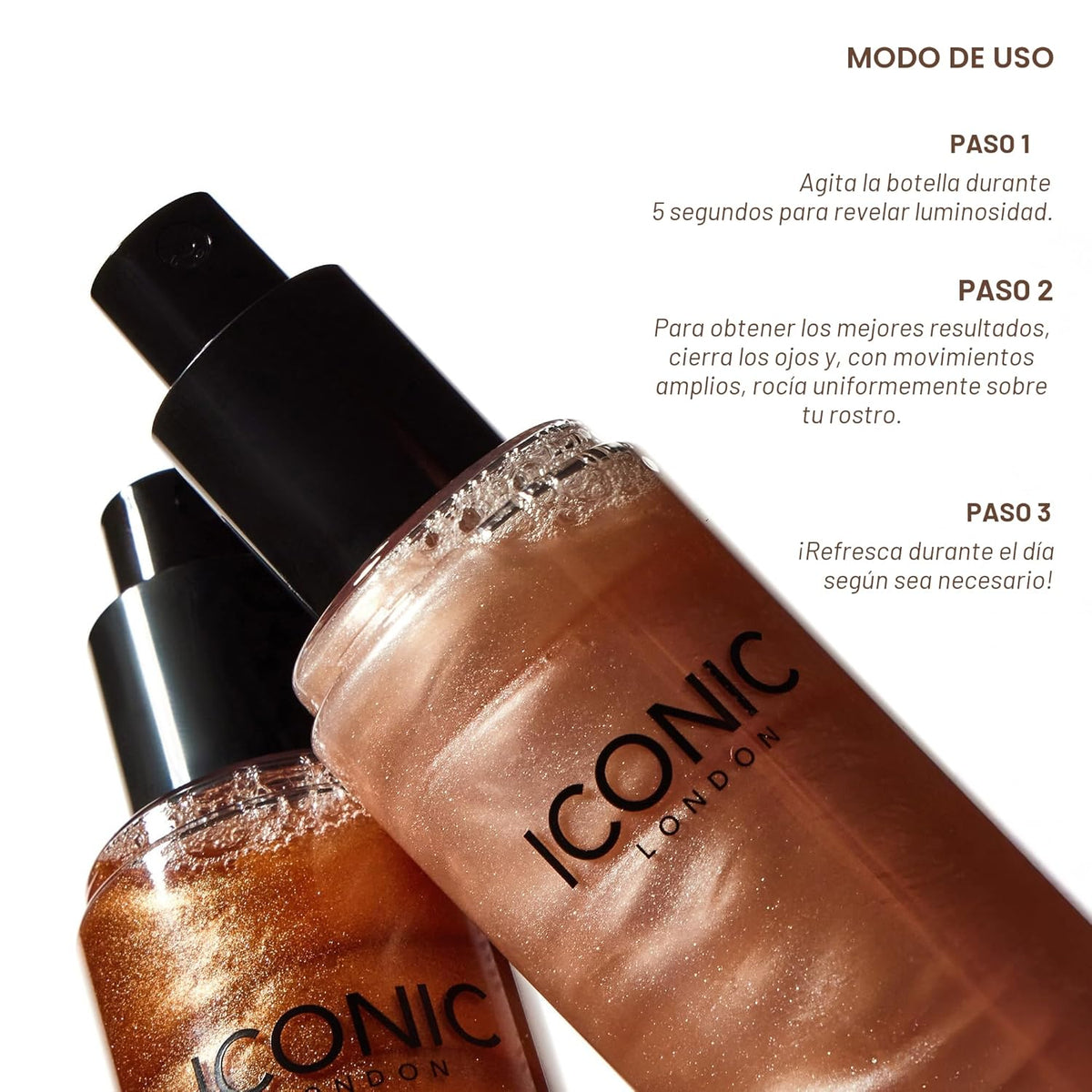 ICONIC LONDON Prep-Set-Glow | Hidratante + Fijador + Spray brillant...