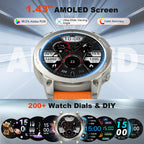 Reloj inteligente para hombre, rastreador de actividad física, GPS: relojes inteligentes militares para Android/iPhone Gps Watch 1.43 "AMOLED Hacer respuesta llamada Correr Relojes digitales para hombre, compatible con Samsung, monitor de corazón