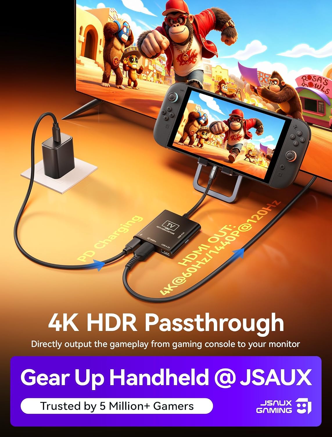 JSAUX Tarjeta de captura de video diseñada para Nintendo Switch 2/Steam