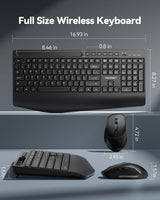 TECKNET Combo de teclado y mouse inalámbricos, teclado ergonómico d...