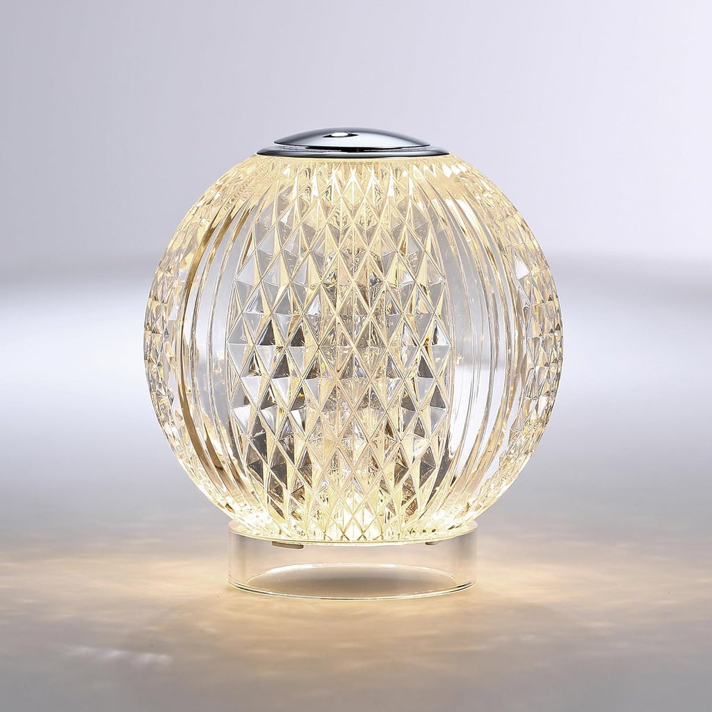 Lámpara Alora Lighting Kuzco Marni - Lámpara de mesa LED de 4 pulgadas, níquel pulido, acrílico transparente