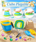 Juguetes de playa para niños, juego de 24 cubos de arena de metal plegables
