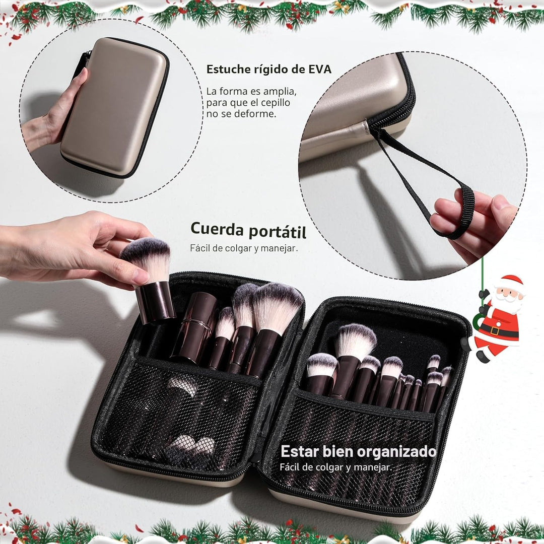 Brochas de maquillaje profesionales BS-MALL con estuche de viaje, b...