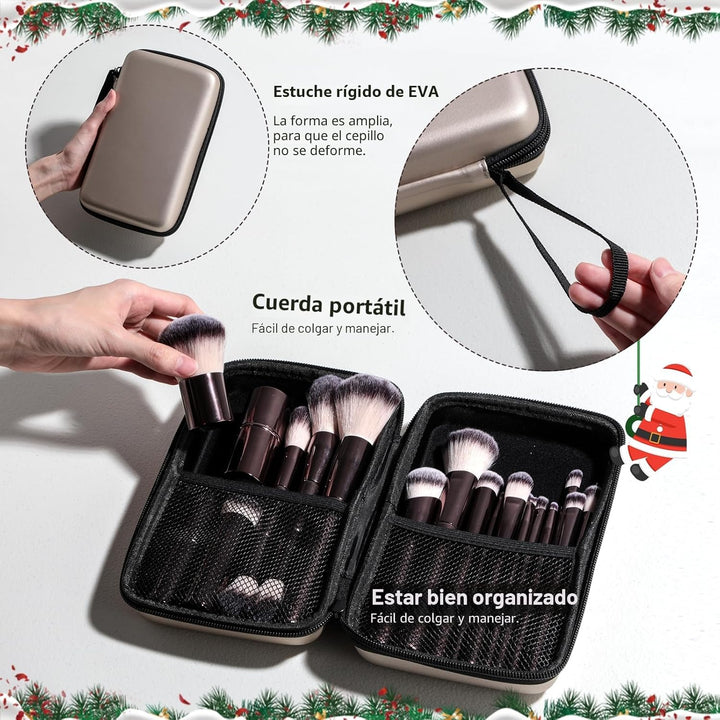 Brochas de maquillaje profesionales BS-MALL con estuche de viaje, b...