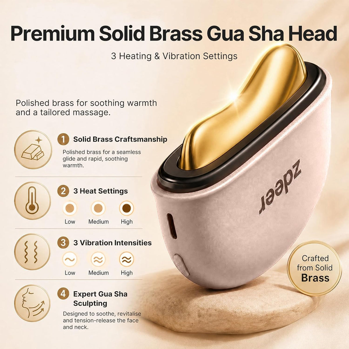 GS5 - Kit eléctrico de Gua Sha con calefacción, herramienta masajeadora facial de luz roja, rosa