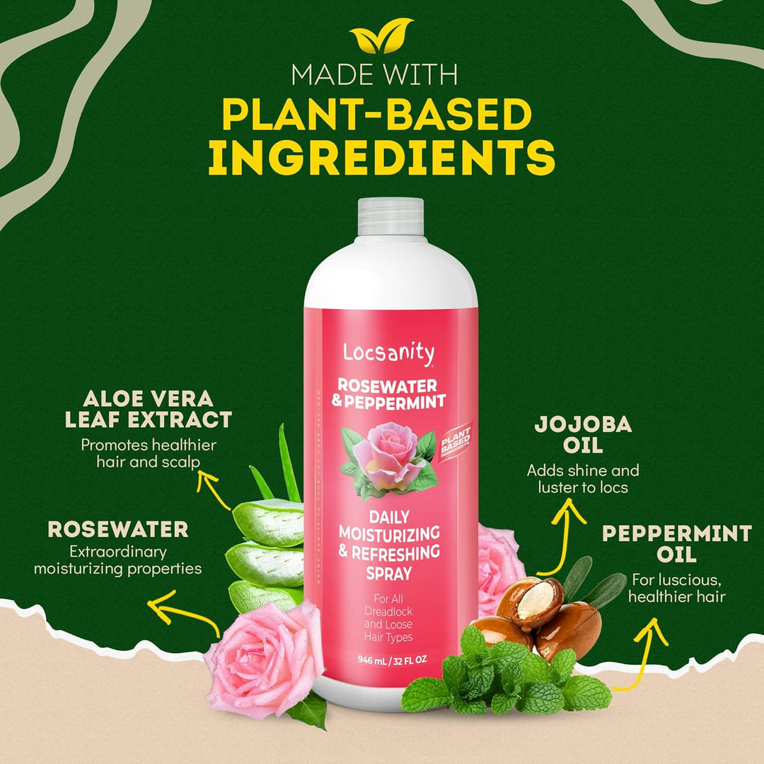 Locsanity Spray hidratante diario de agua de rosas y menta \u2013 S...