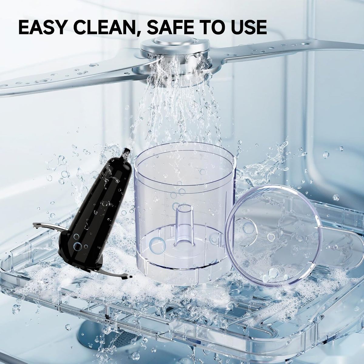 Picador de alimentos eléctrico de 3 tazas, hoja de pulso y acero inoxidable