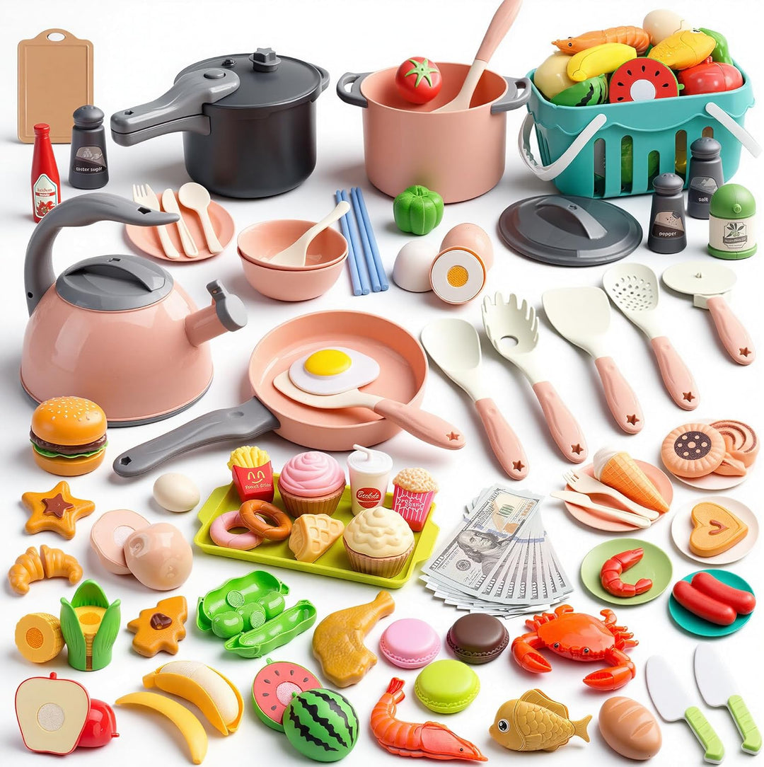 Funpynani - Juego de cocina de 130 piezas para niños pequeños, jueg...