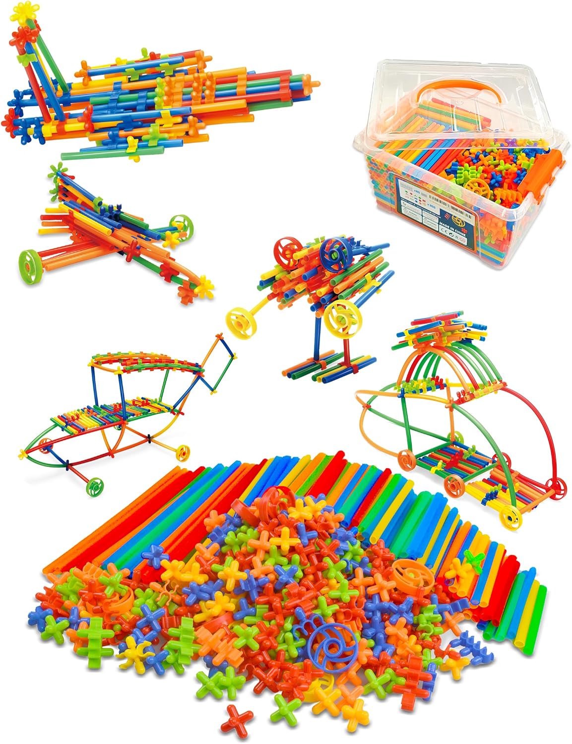 600 juguetes de construcción STEM, juguetes de constructor de paja, juegos de construcción de ingeniería de grado superior para niños, desarrolla habilidades motoras y pensamiento lógico, divertido juguete educativo ideal para regalo