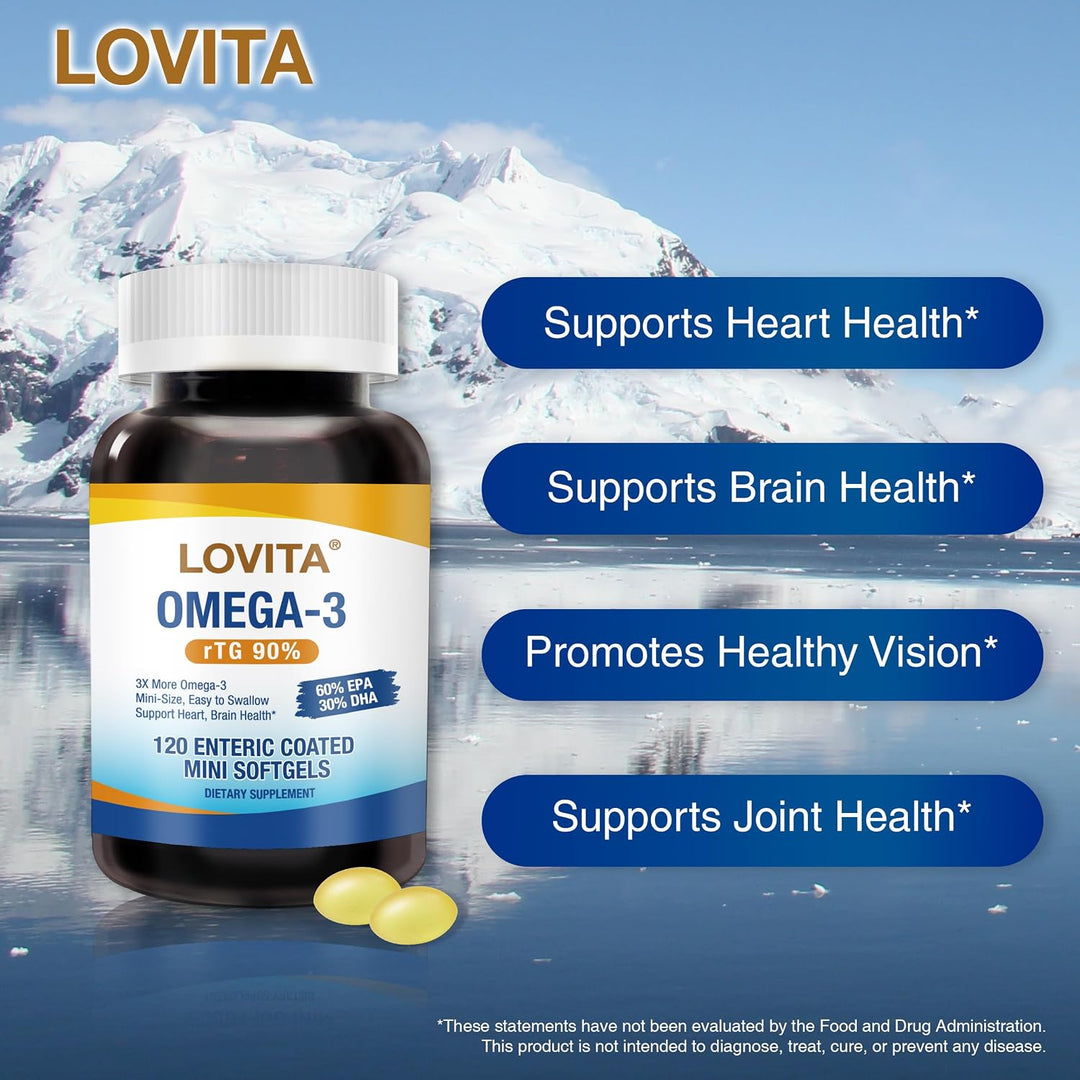 LOVITA Suplemento de aceite de pescado Omega-3 de 2000 mg para homb...