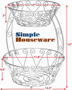 Simple Houseware Cesta de frutas de 2 niveles para encimera, color cromado