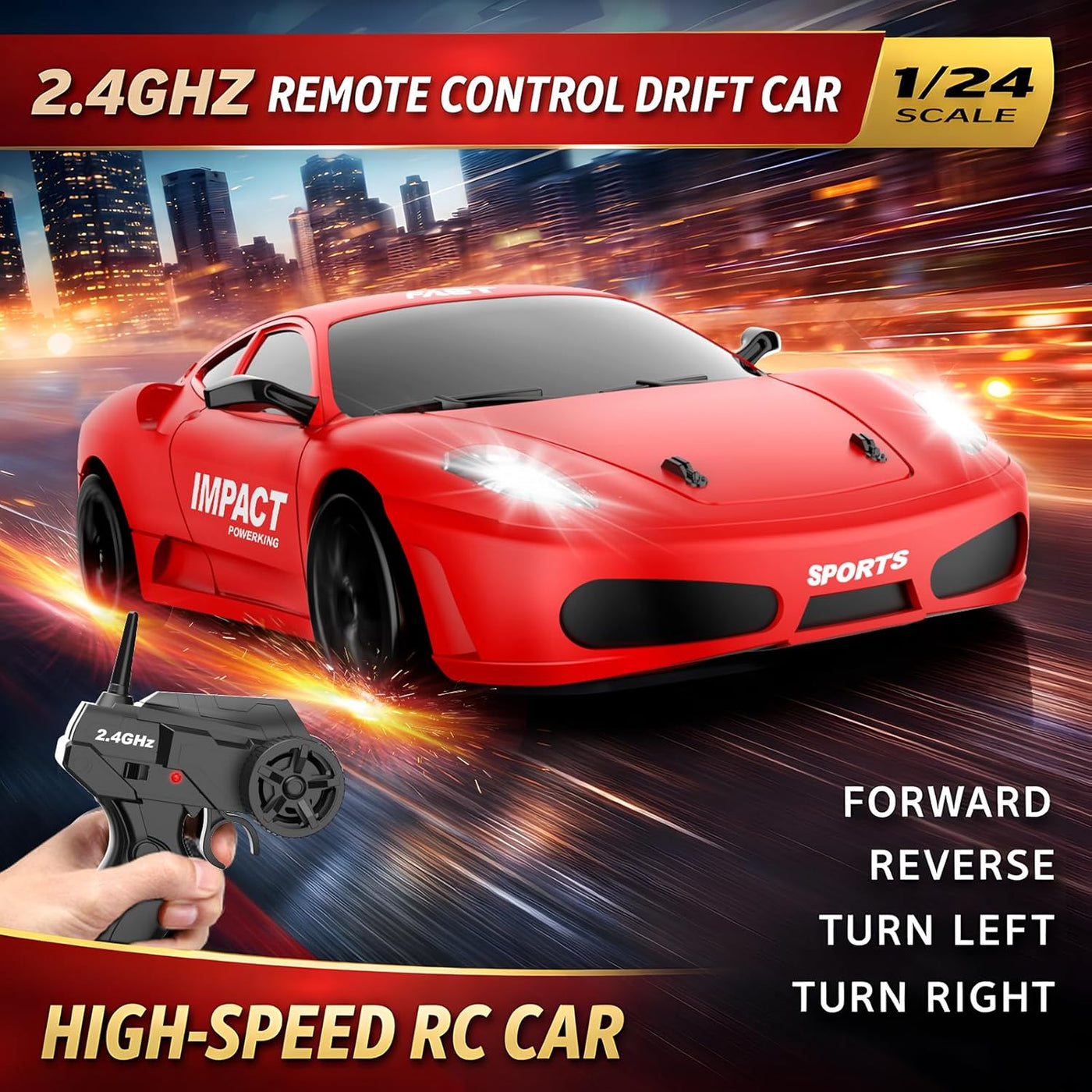 Auto de control remoto RC Drift Car 2.4GHz escala 1:24 4WD 15KM\/H...