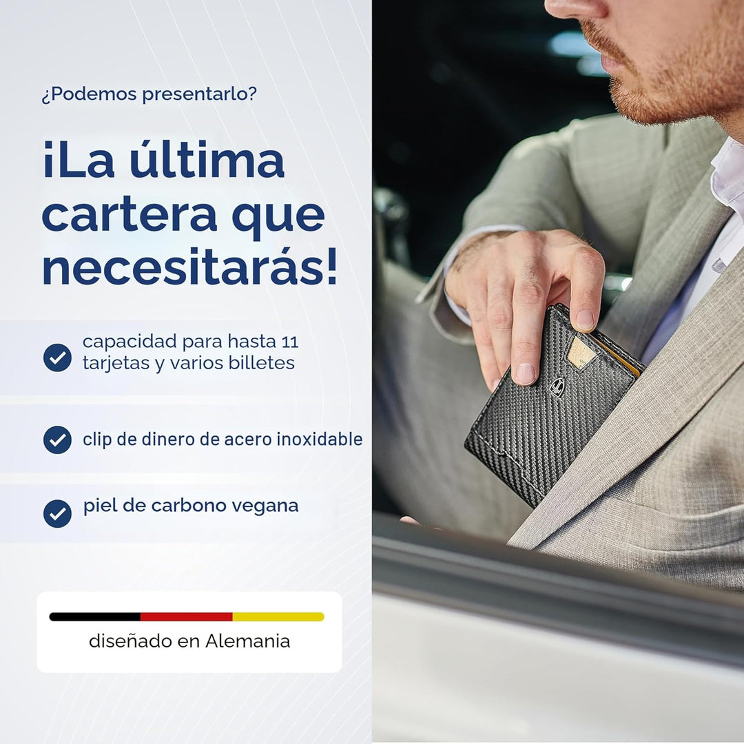 TRAVANDO AUSTIN - Cartera para hombre con clip para dinero, bloqueo...