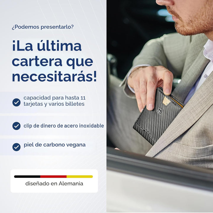 TRAVANDO AUSTIN - Cartera para hombre con clip para dinero, bloqueo...