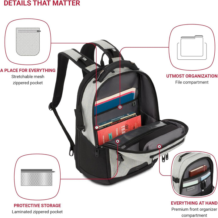SwissGear Travel Tech Pro - Mochila para laptop de hasta 16 pulgada...