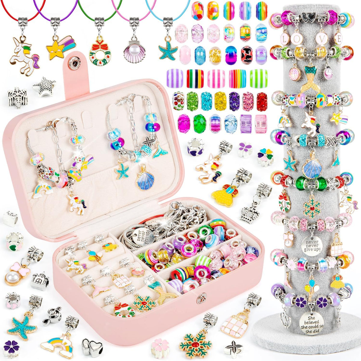 Kit de fabricación de pulseras de Sofier para niñas, caja de joyería, kit de fabricación de joyas, regalos para niñas de 4 a 12 años, juguetes de manualidades DIY, cumpleaños, Navidad