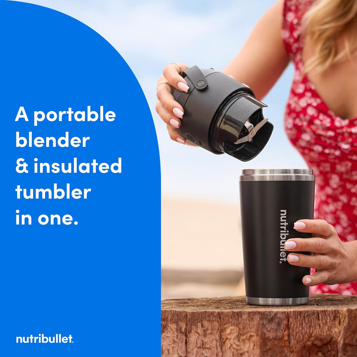 nutribullet Batidora portátil abatible con vaso aislante, inalámbrico, negro, NBPB50350AK