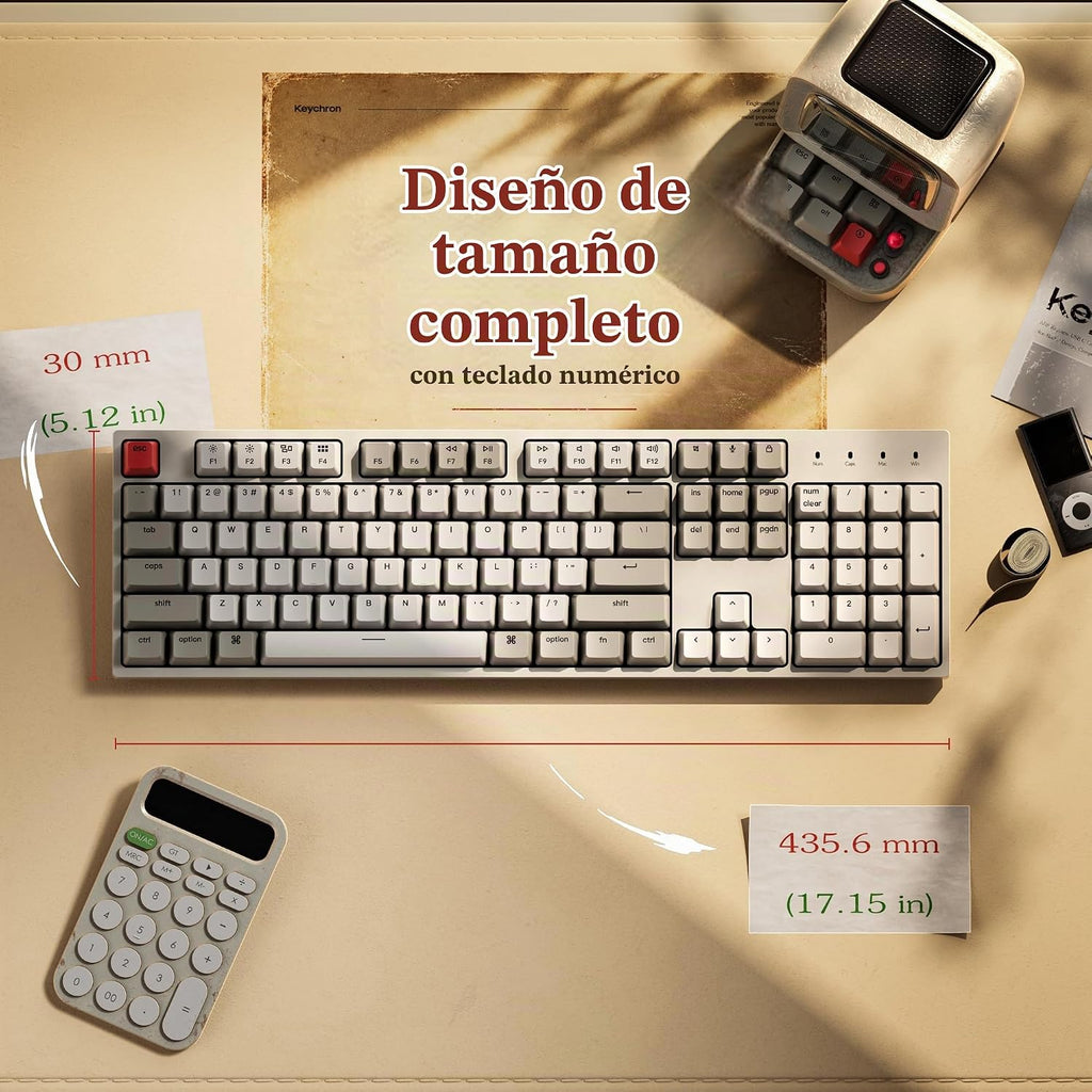 Keychron Teclado mecánico con cable de tamaño completo C2, interruptor
