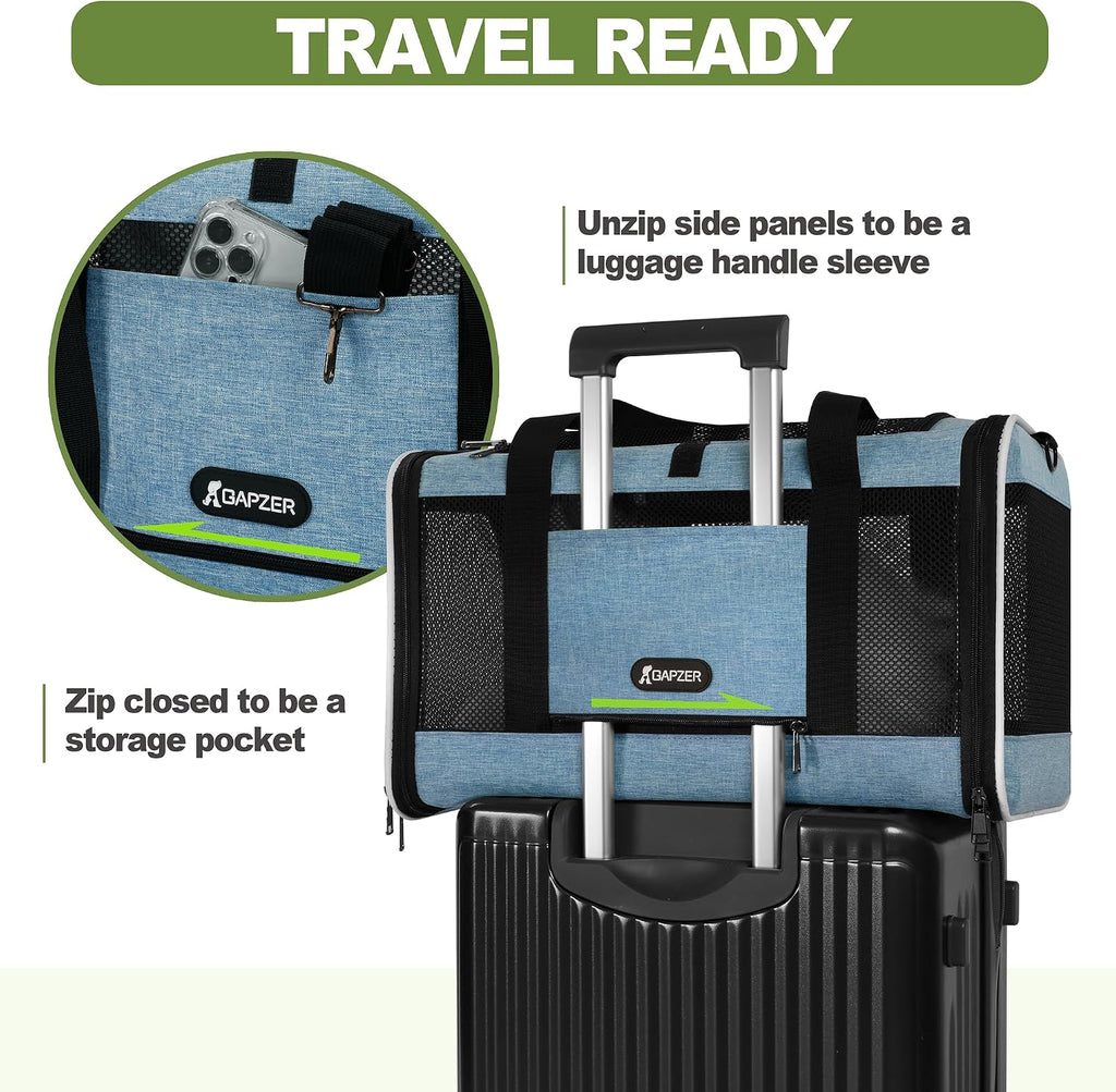 Transportador para gatos 18 x 11 x 11 con carga superior suave bolsa