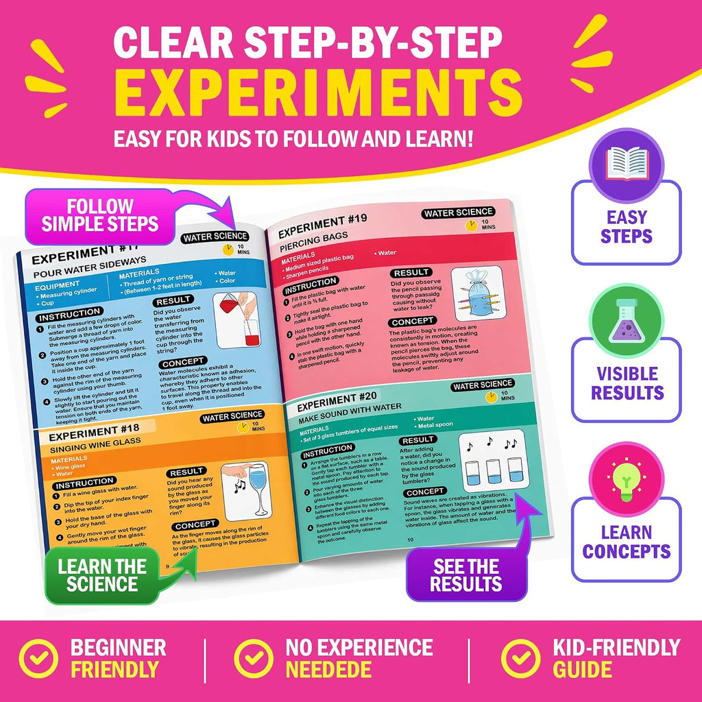 Jim & Gloria Kit de ciencia para niños, experimentos científicos para niños de 5 a 7 y 8 a 12 años, juguete educativo STEM, juego de química con experimentos de volcán, regalo de cumpleaños para niños y niñas, actividad de aprendizaje práctica