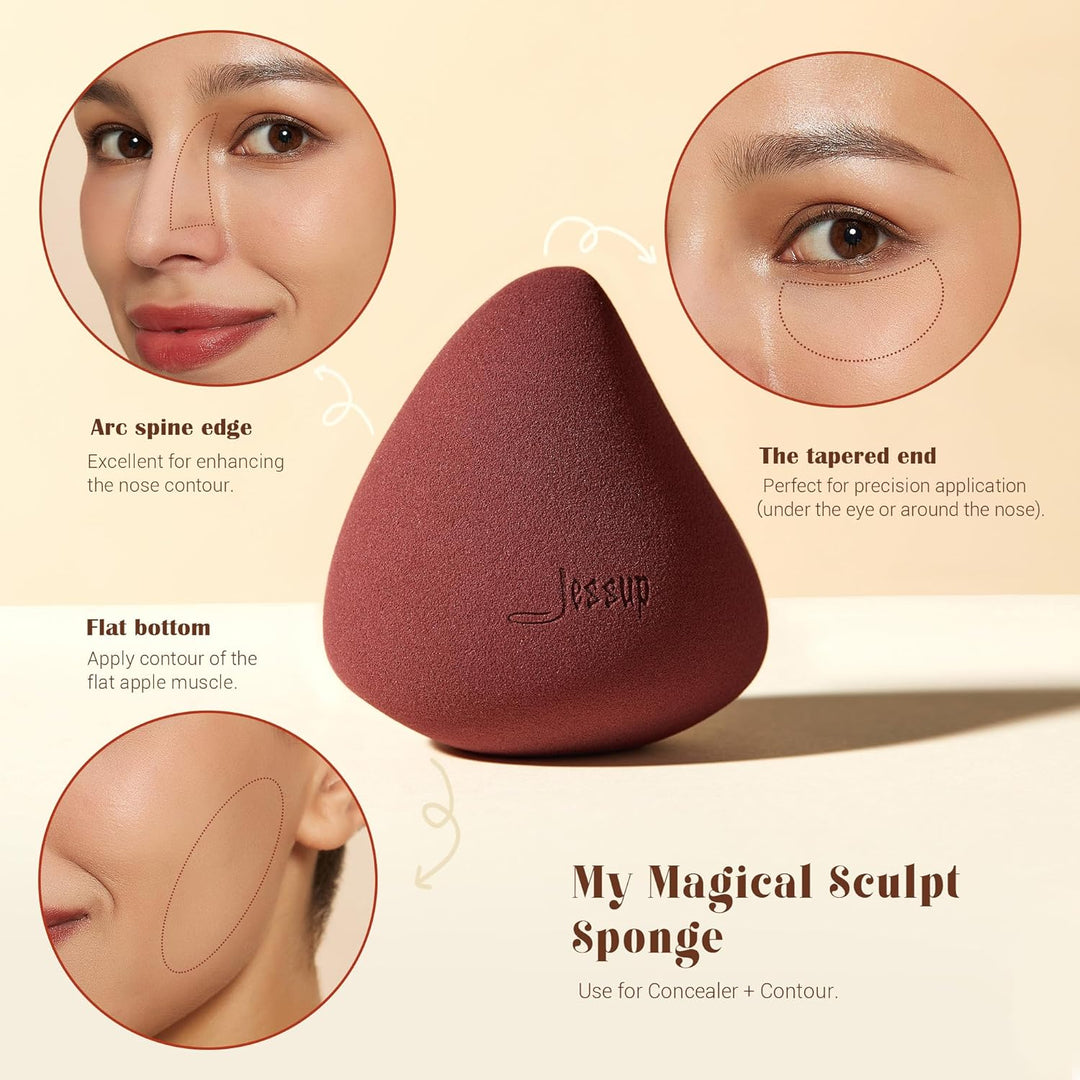Jessup - Juego de cepillo para base con esponja de maquillaje, 1 pi...