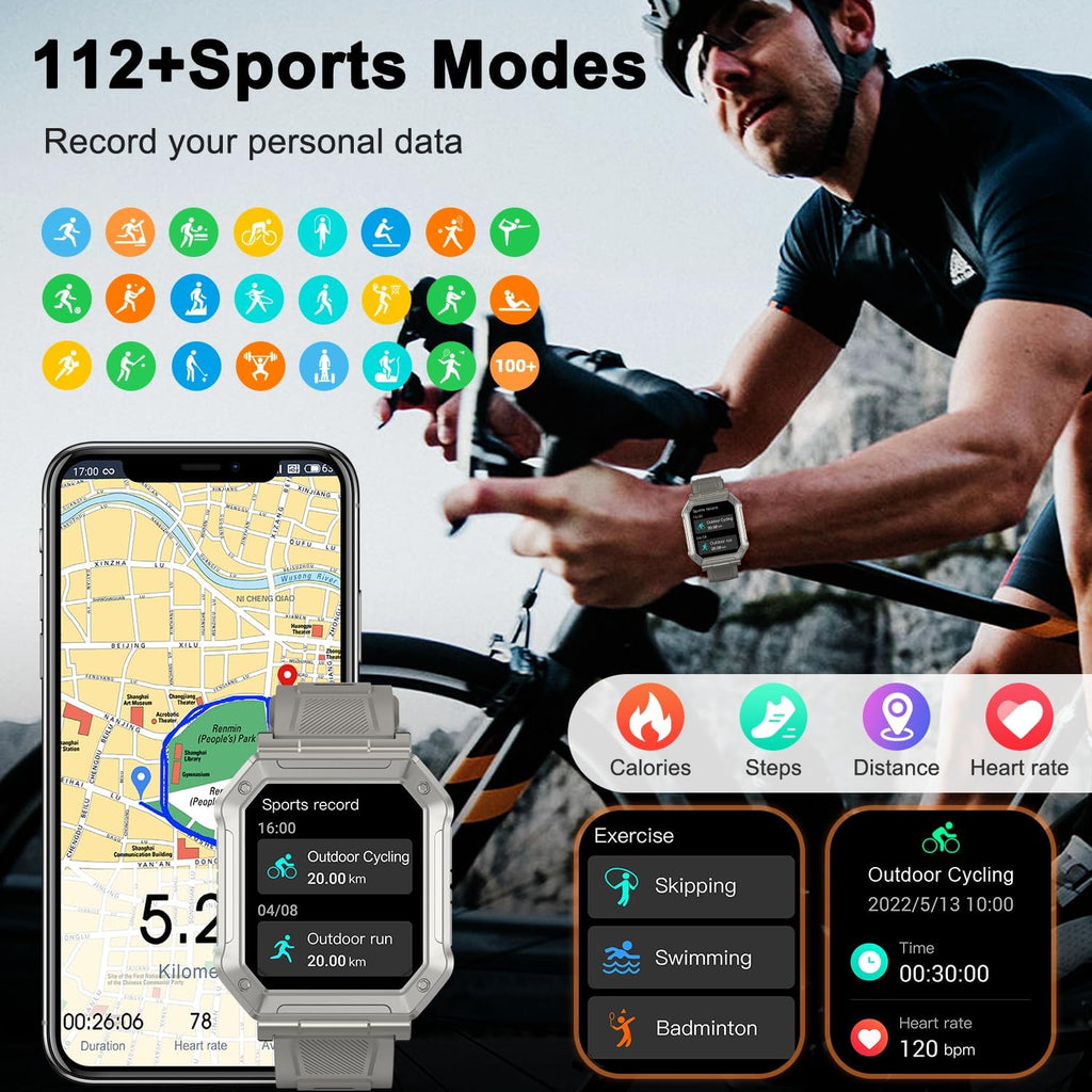 Reloj inteligente para hombre, rastreador de actividad física: relojes inteligentes militares para hombres, relojes digitales para hombre, marca/respuesta de llamadas, correr, resistente al agua, reloj inteligente, teléfonos Android, iPhone, Samsung