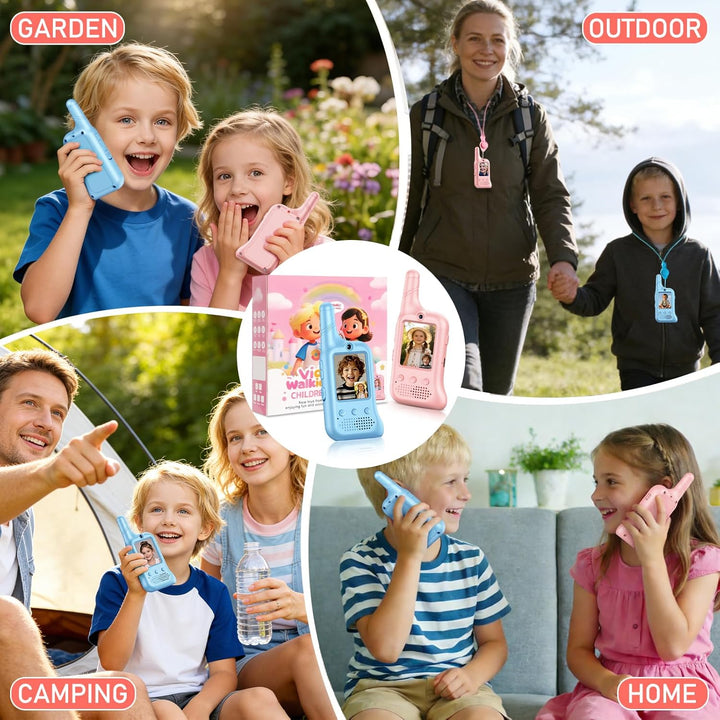 Paquete de 2 walkie talkies de video para niños, Walkie Talkies rec...