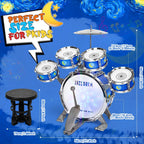 Kit de Batería para Niños pequeños para edades de 3-5 años Juguete musical con taburete para niños y niñas