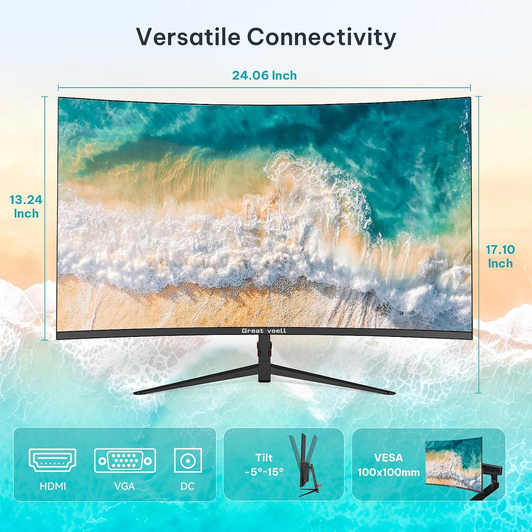 Great voell Monitor de computadora curvo de 27 pulgadas, pantalla F...
