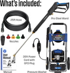 Lavadora a presión eléctrica Westinghouse WPX3000e, 3000 Max PSI y 1.76 Max GPM, motor de inducción, tanque de jabón a bordo, pistola de pulverización y varilla, juego de 5 boquillas, para autos