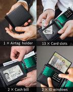 Serovi Cartera de piel auténtica para hombre, con bloqueo RFID, con...