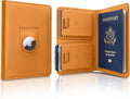 Kings Loot Cartera de pasaporte con soporte para AirTag, coñac