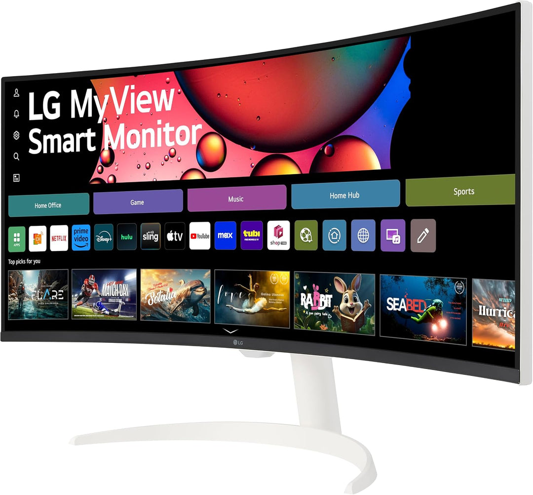 LG 34SR63QA-W Monitor curvo inteligente de 34 pulgadas con transmis...