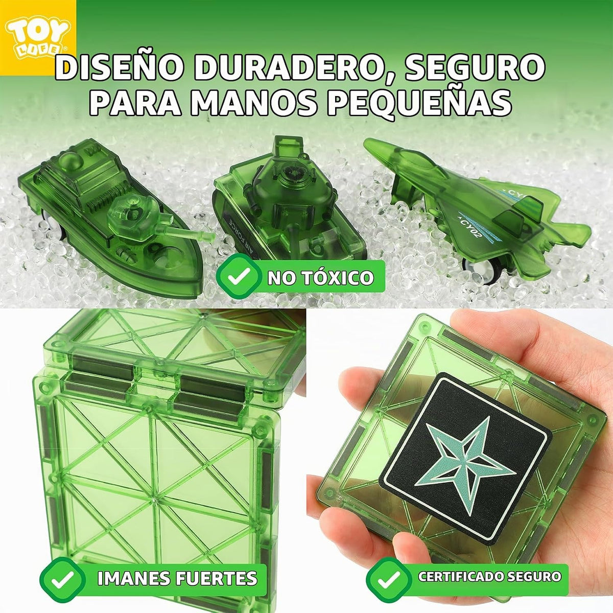 TOY Life - Juego de 58 piezas de azulejos magnéticos militares STEM para niños de 3 a 8 años