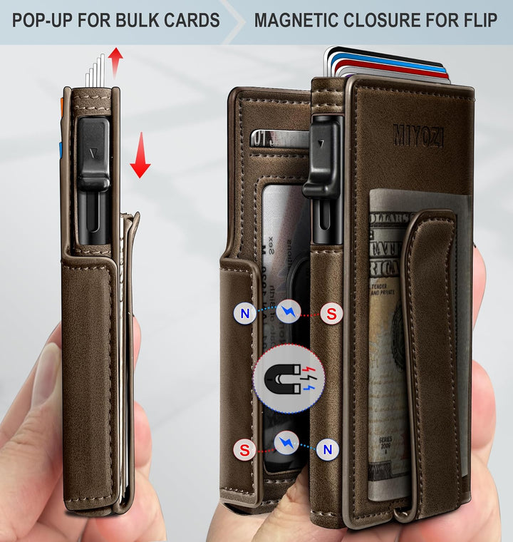 Miyozi - Billetera Airtag para hombre, con clip de dinero, estuche...