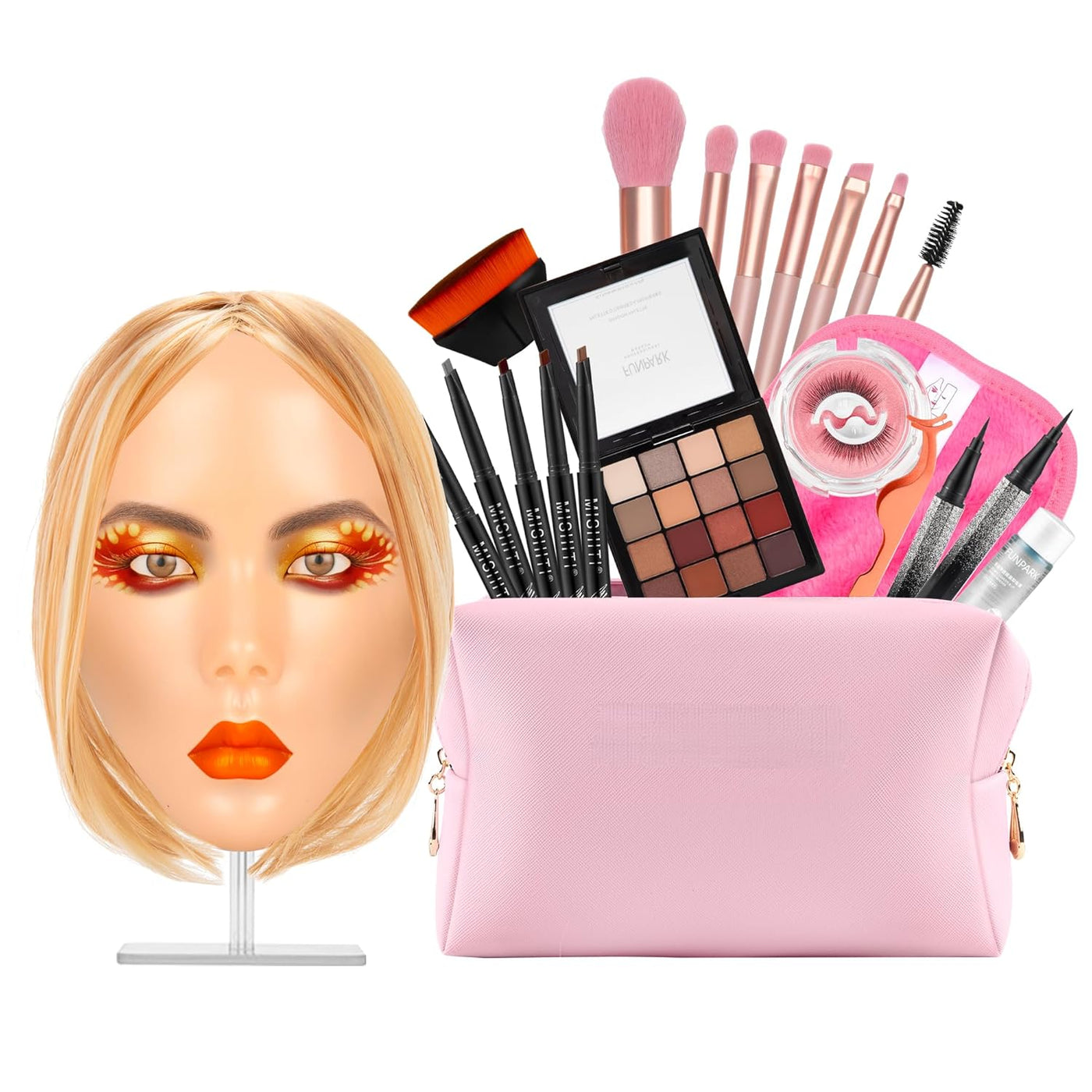 Glinexa Cara de práctica de maquillaje 5D - Cabeza de maniquí de si...