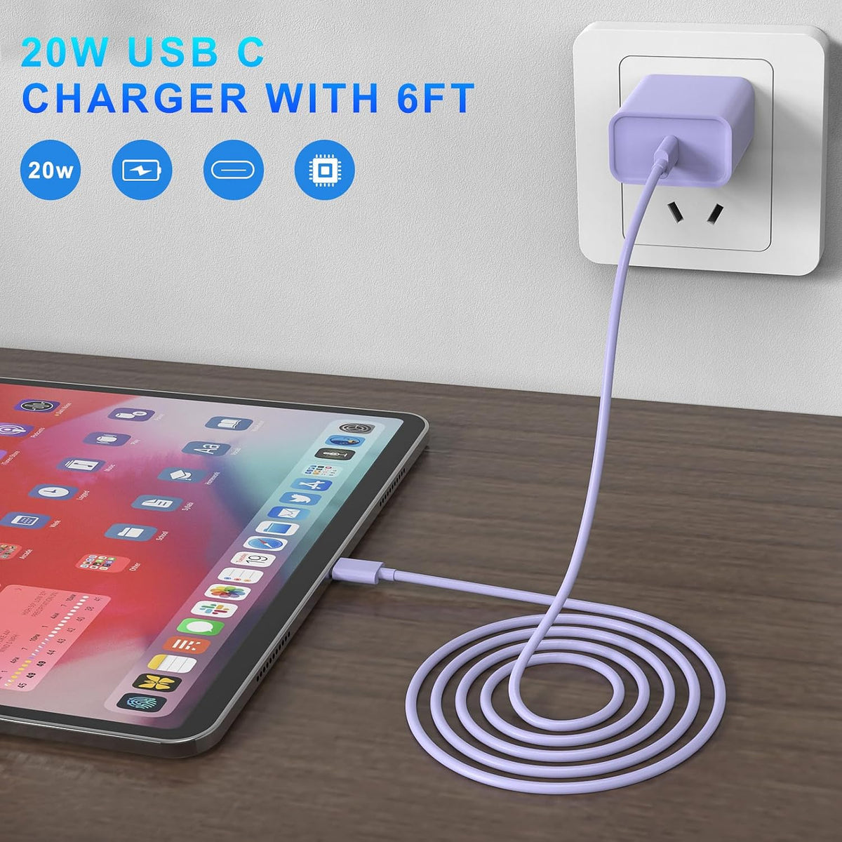 Para iPhone 18 17 16 15 cargador de carga rápida USB C cargador bloque 6FT