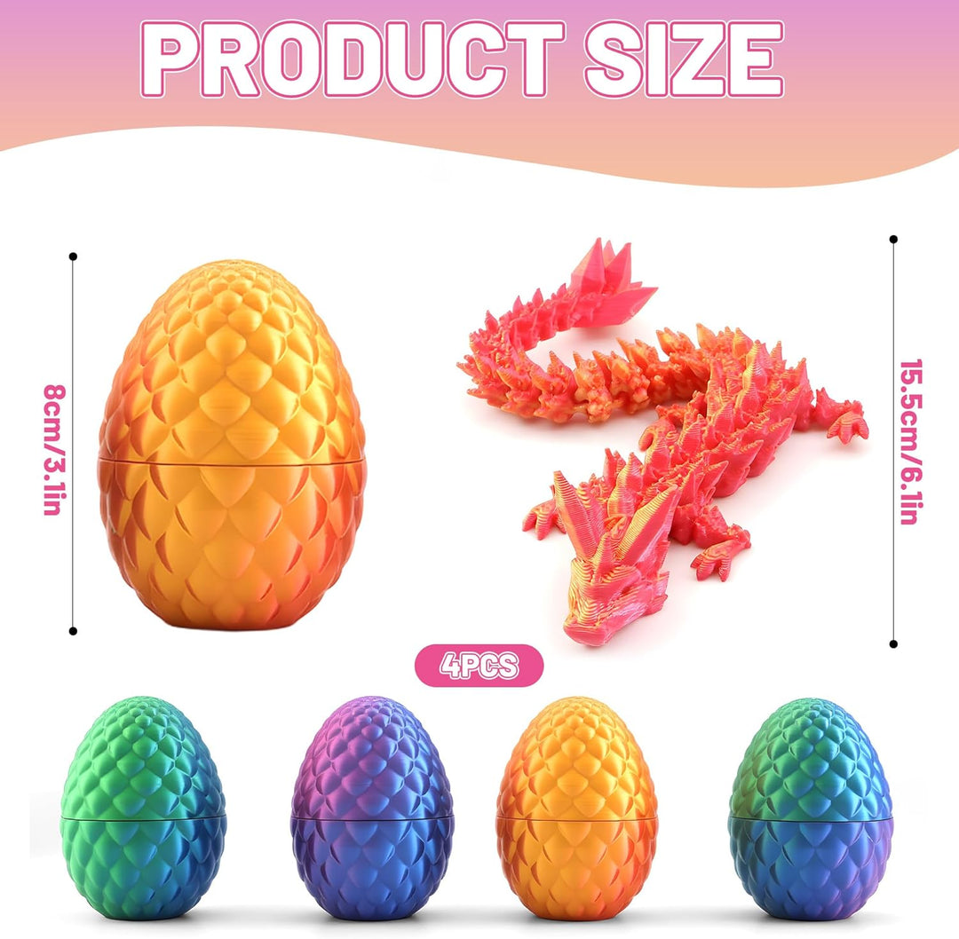 Juego de 4 huevos de dragón impresos en 3D juguetes