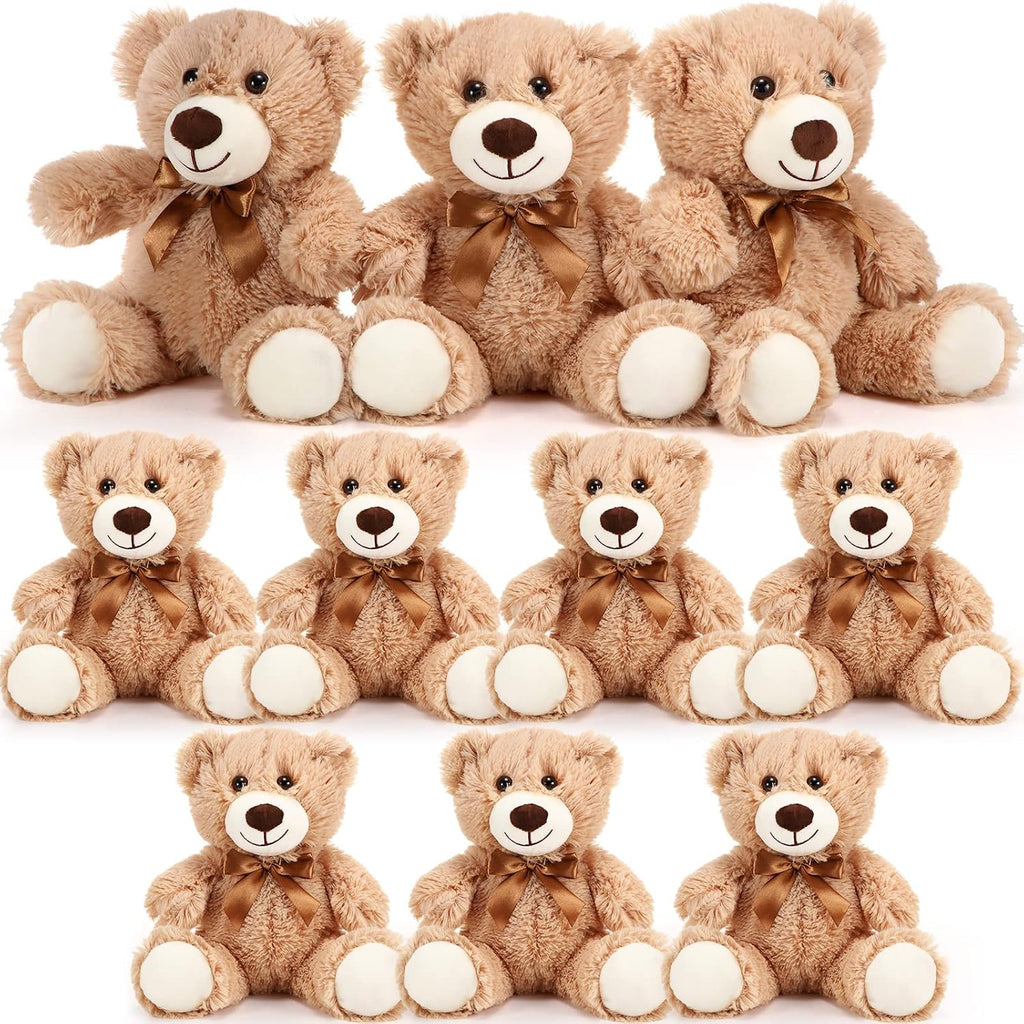 Skylety 10 piezas de osos de peluche a granel de 14 pulgadas, marrón claro