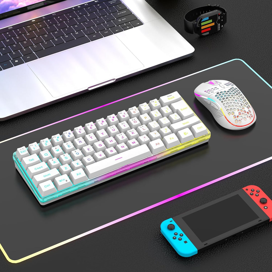 RedThunder Combo de teclado y mouse inalámbricos 60% para juegos, b...