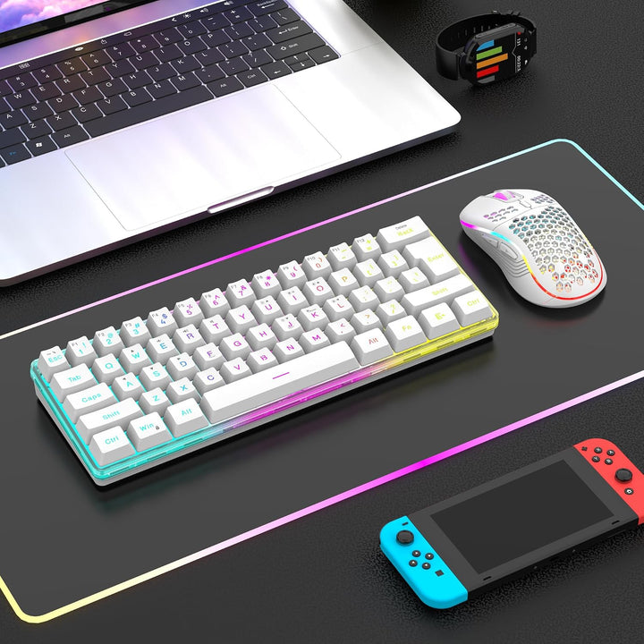 RedThunder Combo de teclado y mouse inalámbricos 60% para juegos, b...