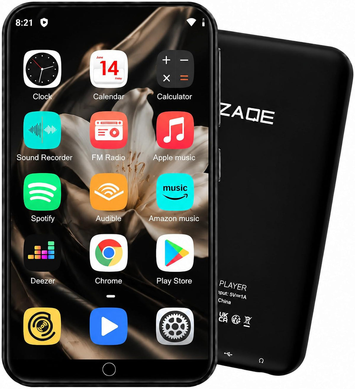 Reproductor MP3 de 80GB con Bluetooth 5.0 y WiFi, reproductor de música Android con Spotify y Amazon Music, reproductor de alta fidelidad con pantalla táctil HD de 4.0", compatible con expansión de 1TB, reproductor de video MP4