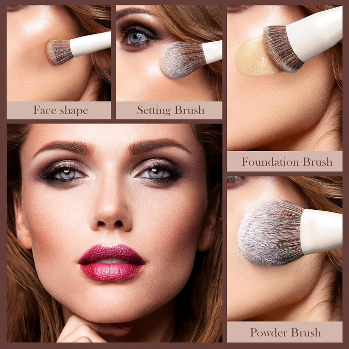 Jessup Juego de brochas de maquillaje de 14 piezas, brochas de maqu...