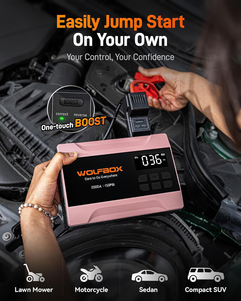 WOLFBOX Arrancador del salto MV10A 2000A con el compresor de aire
