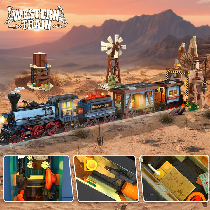 Juego de construcción de tren occidental con luces 1912